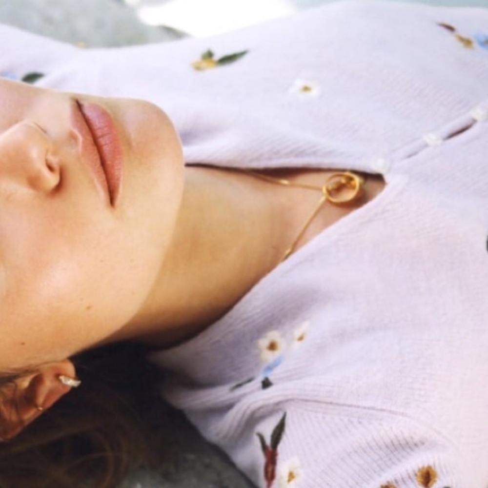 (SOLD ON DEPOP) Zara Lilac Embroidery Knit Cardigan